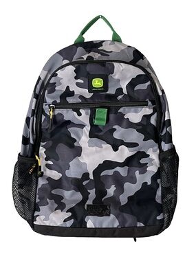 John Deere Black & Gray Camo Backpack with Green Accents